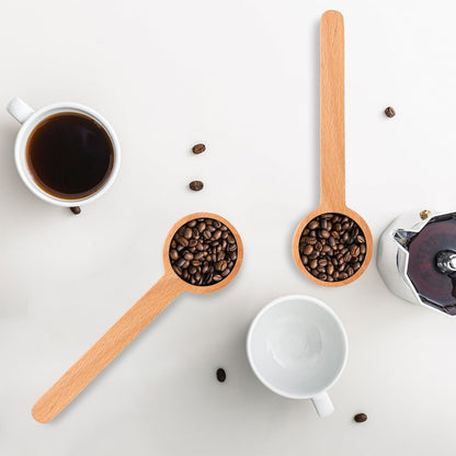 Wooden Coffee Ground Spoon, Long Handle 6.49 Inch Wooden Tablespoon Scoop Food Jar Scoops for Deep Jars and Containers, Ground Beans or Tea, Kitchen Tools Utensils, Pack of 2