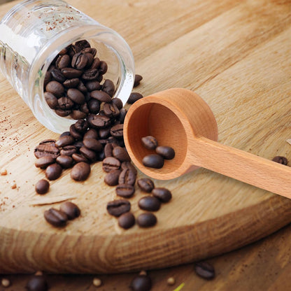 Wooden Coffee Ground Spoon, Long Handle 6.49 Inch Wooden Tablespoon Scoop Food Jar Scoops for Deep Jars and Containers, Ground Beans or Tea, Kitchen Tools Utensils, Pack of 2