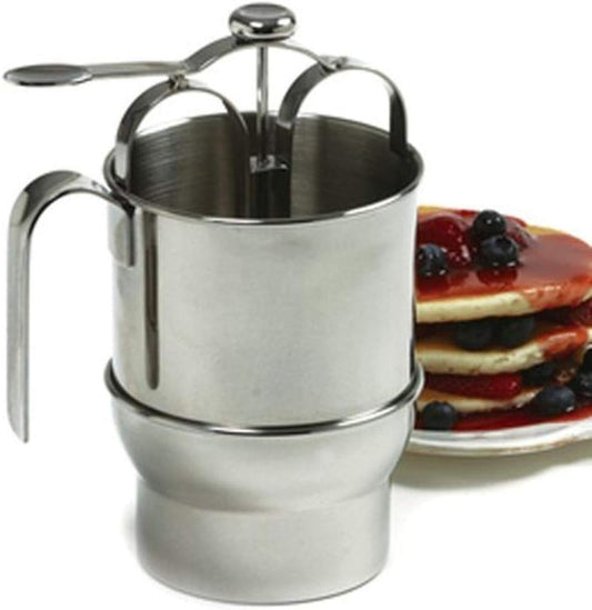 18/10 Stainless Steel Jumbo 4 Cup Pancake Waffle Batter Pitcher Dispenser