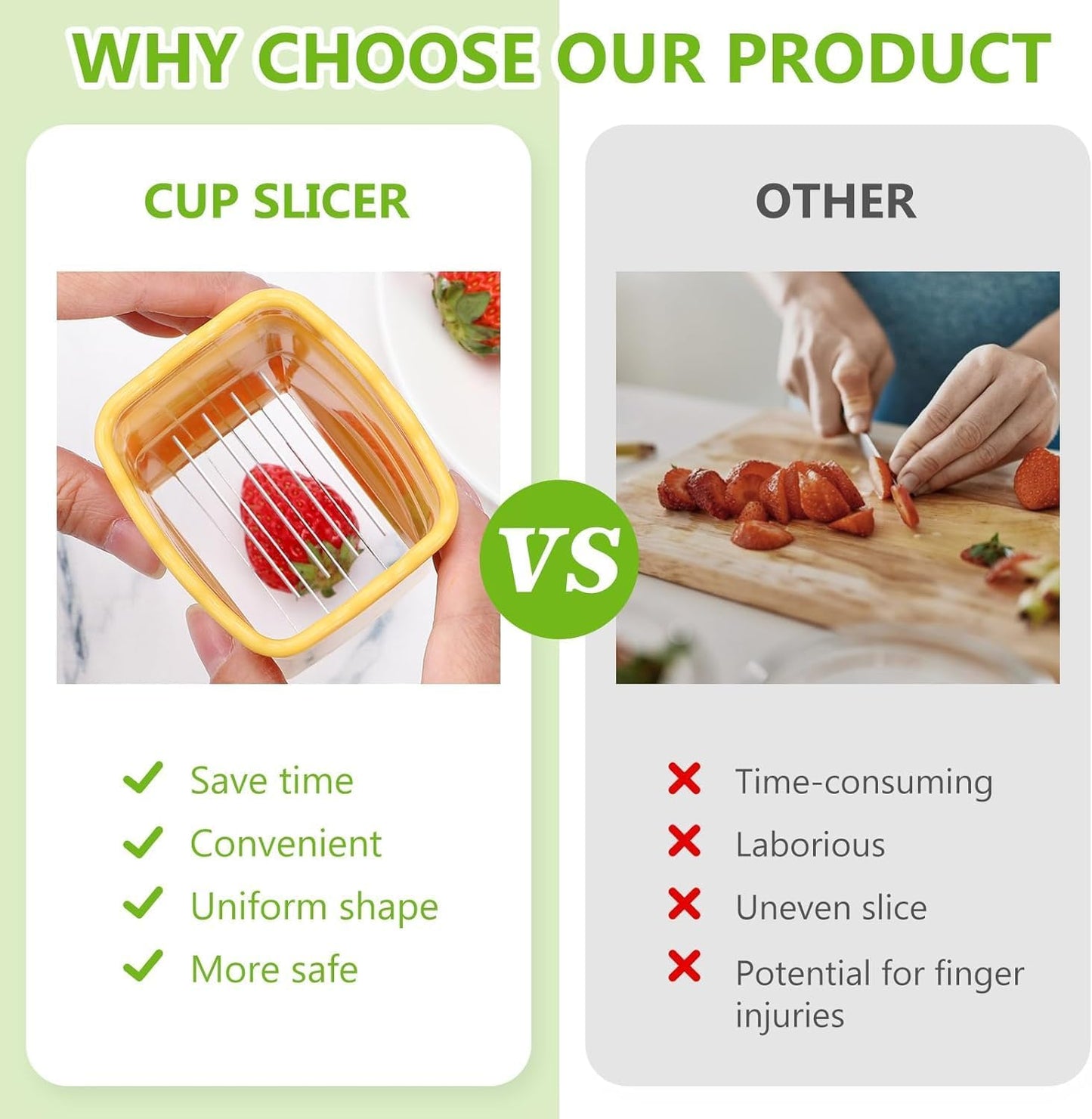 ® Cup Fruit Slicer Set, strawberry slicer, Banana, Egg, and Vegetable Slicer and Salad - Quick and Easy mini Kitchen Gadgets for fruit cutter & Veggies (2 Pcs Set)
