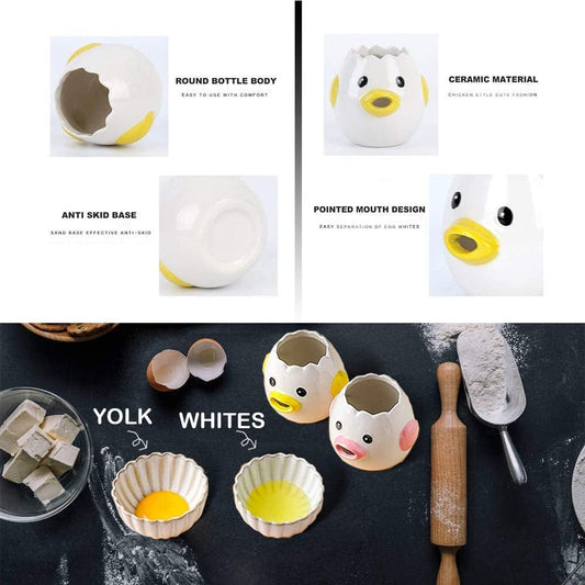 Egg Separator, Yellow, Ceramic, 3x3 Inches, 4.3 OZ