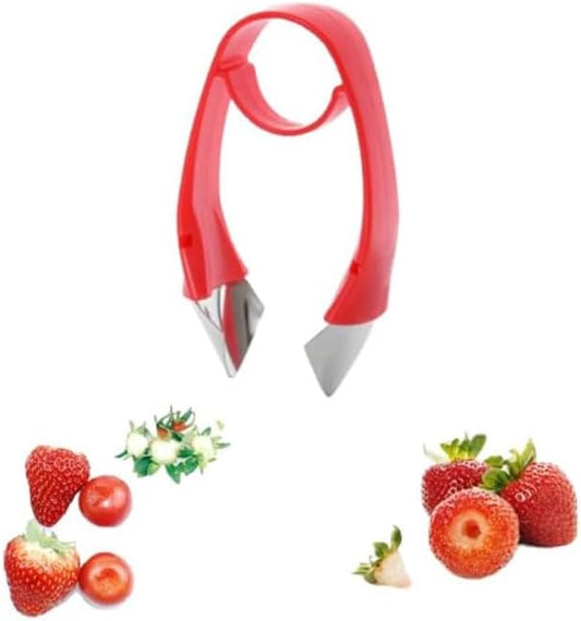 Stainless Red Strawberry Huller Stem Remover, Pineapple and Tomato Corer, Fruits and Vegetables Eye Peeler