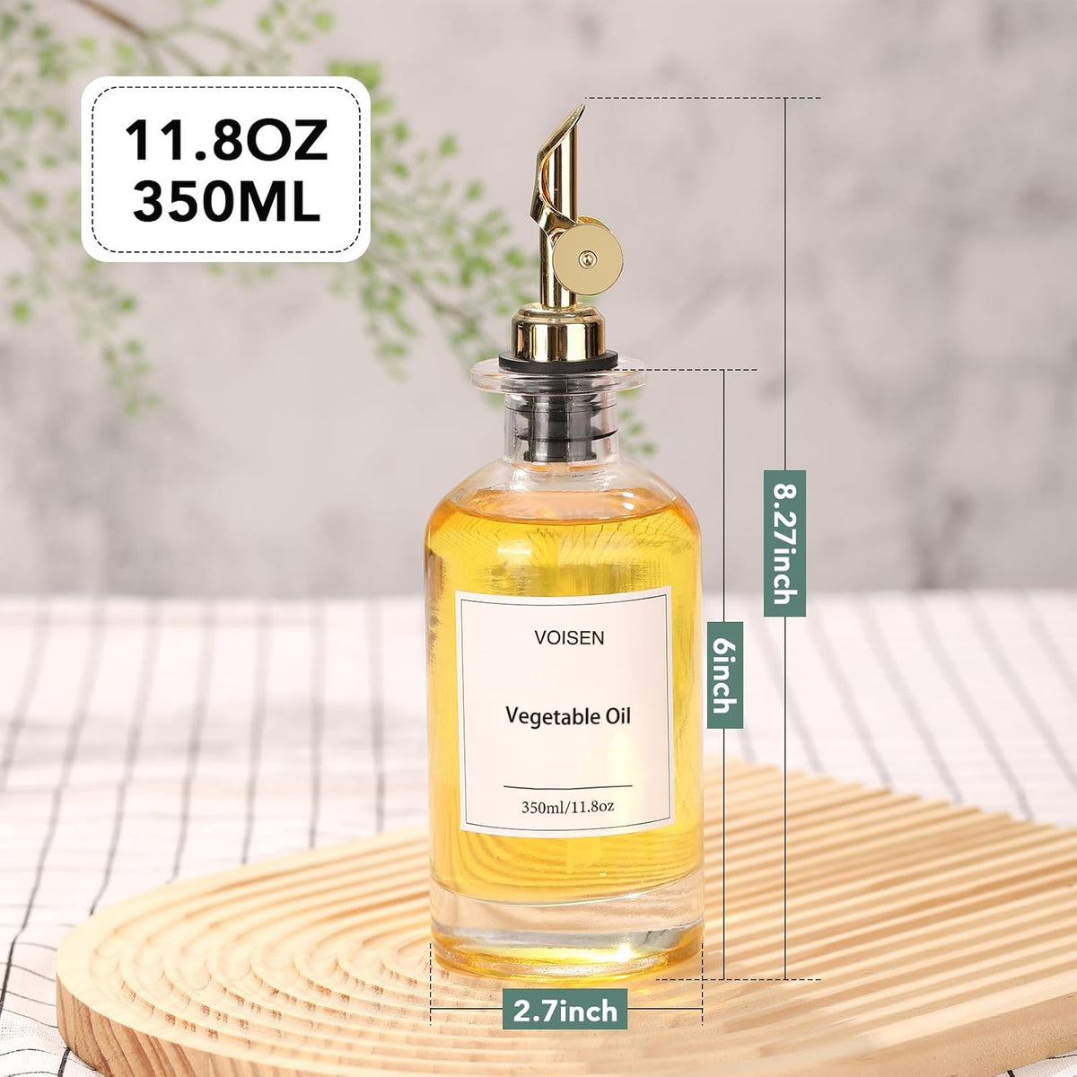 Olive Oil Dispenser Bottle for Kitchen, Glass Oil Bottle Set of 6 | Coffee Syrup Dispenser,Glass Oil Container with Metal Pourer,Funnel,56 Waterproof Labels