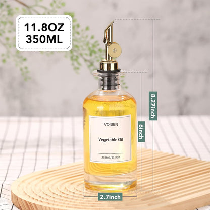 Olive Oil Dispenser Bottle for Kitchen, Glass Oil Bottle Set of 6 | Coffee Syrup Dispenser,Glass Oil Container with Metal Pourer,Funnel,56 Waterproof Labels