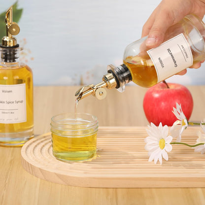 Olive Oil Dispenser Bottle for Kitchen, Glass Oil Bottle Set of 6 | Coffee Syrup Dispenser,Glass Oil Container with Metal Pourer,Funnel,56 Waterproof Labels