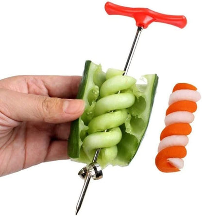 Cucumber Spiralizer Vegetable Carving Salad Chopper Manual Spiral Screw for Cucumber Cutter for Apple Vegetable Spiralizer Carrot Spiral Cutter for Potato Veggie Curly Shapes Zucchini Corer