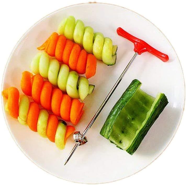 Cucumber Spiralizer Vegetable Carving Salad Chopper Manual Spiral Screw for Cucumber Cutter for Apple Vegetable Spiralizer Carrot Spiral Cutter for Potato Veggie Curly Shapes Zucchini Corer