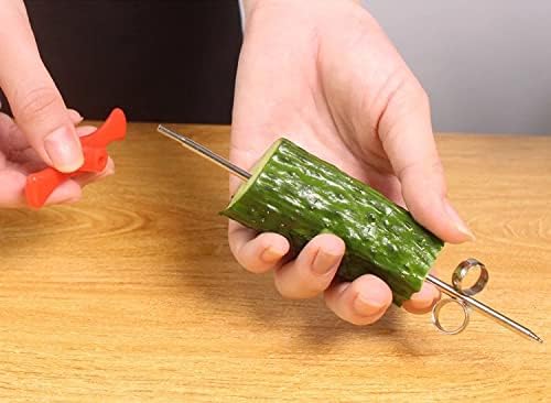 Cucumber Spiralizer Vegetable Carving Salad Chopper Manual Spiral Screw for Cucumber Cutter for Apple Vegetable Spiralizer Carrot Spiral Cutter for Potato Veggie Curly Shapes Zucchini Corer