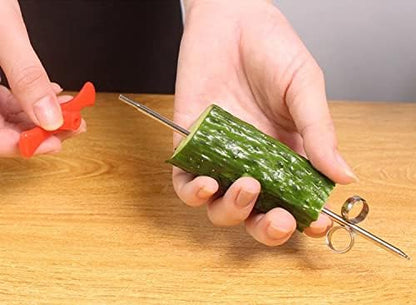 Cucumber Spiralizer Vegetable Carving Salad Chopper Manual Spiral Screw for Cucumber Cutter for Apple Vegetable Spiralizer Carrot Spiral Cutter for Potato Veggie Curly Shapes Zucchini Corer