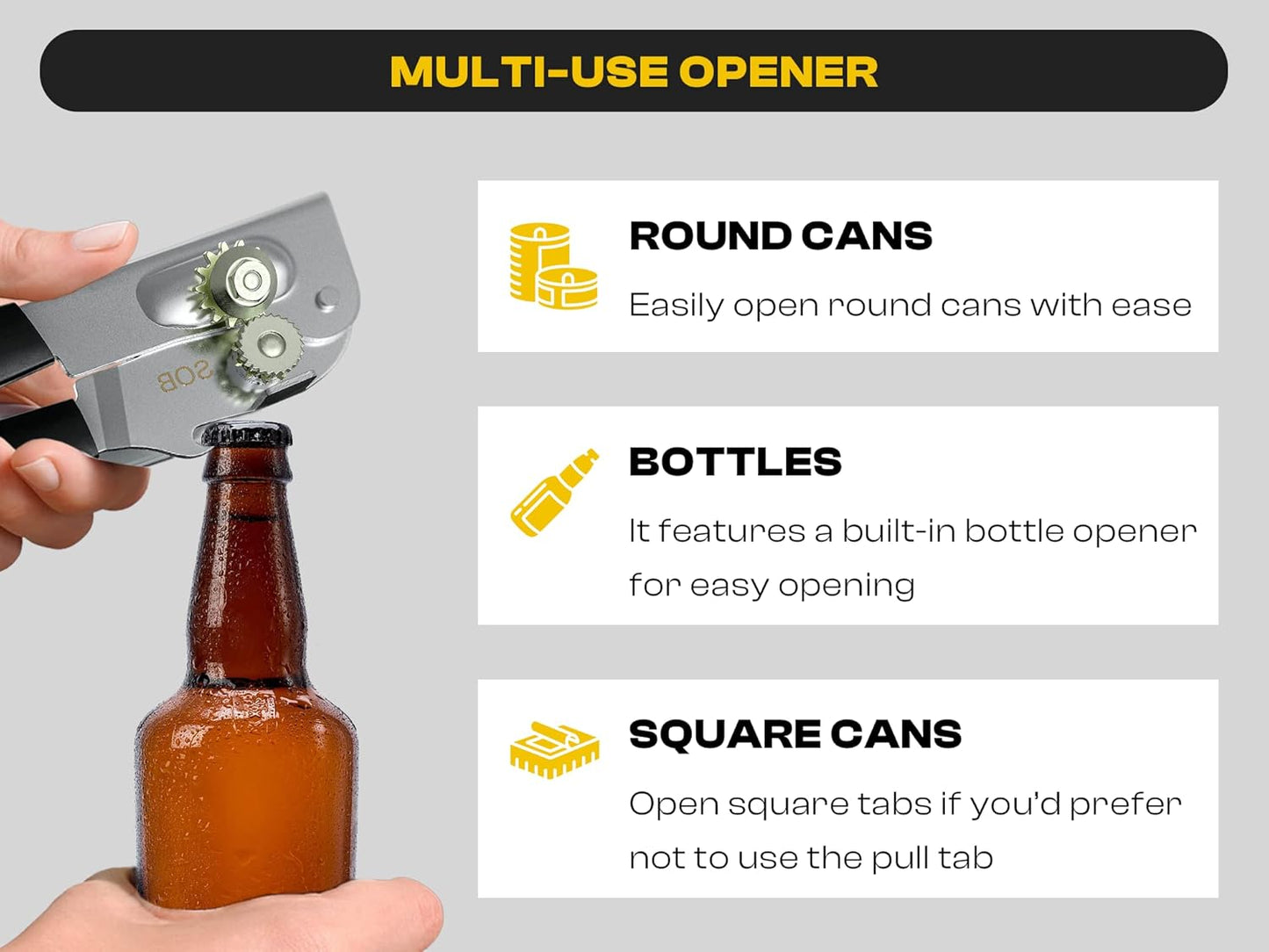 Heavy Duty Can Opener with Magnet – Commercial Can Opener Manual for Seniors & Arthritis - Hand Held, Folding Knob, Smooth Edge, Works on #10 Cans, for Restaurants