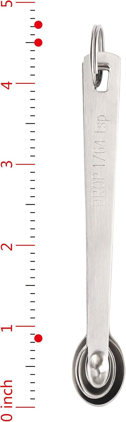 42924 Stainless Steel Mini Measuring Spoons Set, 5-Piece Small Metal Measuring Spoon Set for Spices, Baking, Cooking, Dash, Pinch, Smidgen, Drop, Tad, Silver