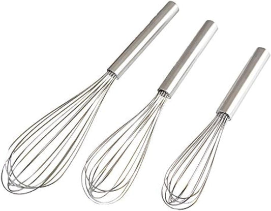 Stainless Steel Whisks with 3 Packs 8"+10"+12" Kitchen Whisk Set Kitchen Whip Kitchen Utensils Wire Whisk Balloon Whisk Set for Blending Whisking Beating and Stirring