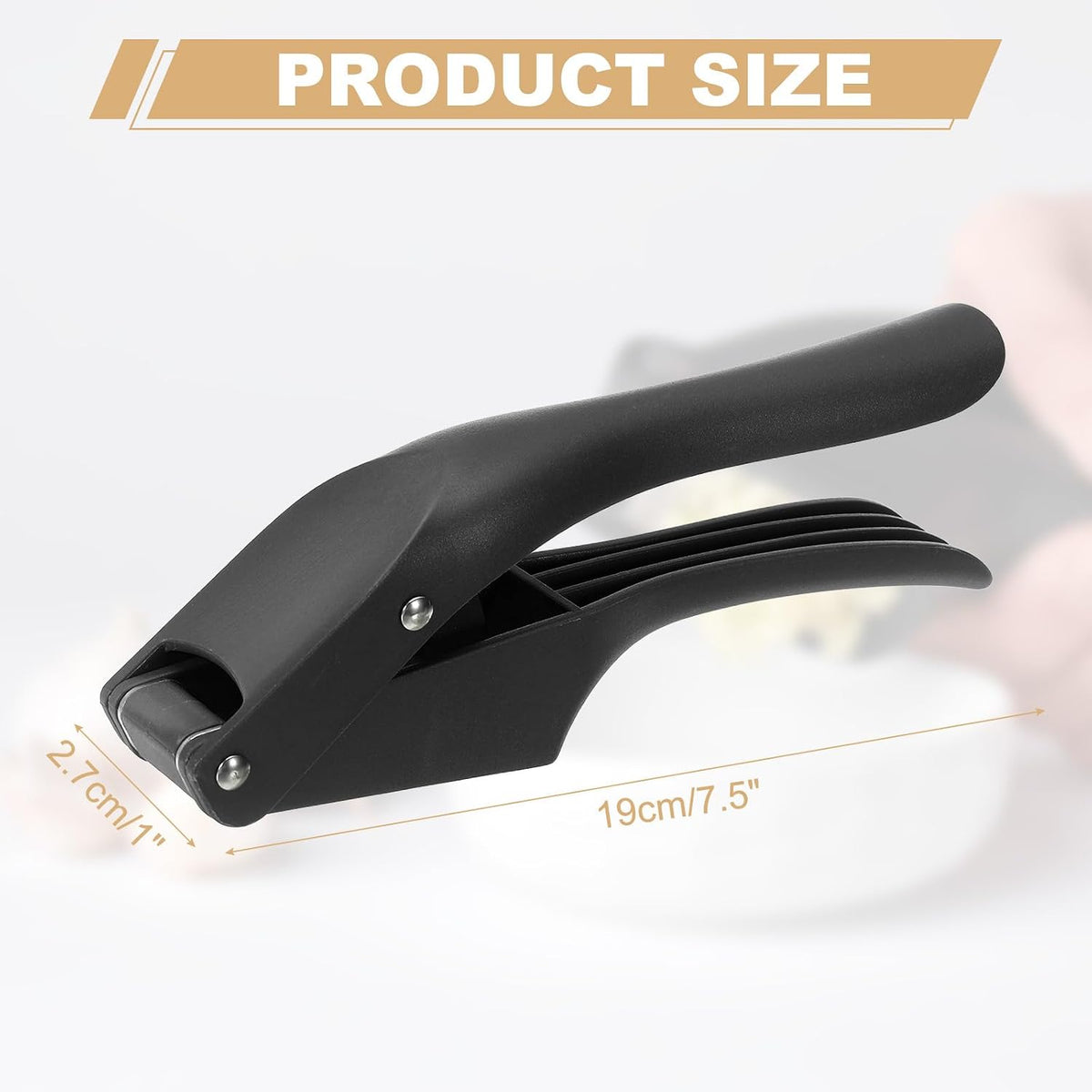 Garlic Press, 7.5 Inch Stainless Steel Garlic Slicer Crusher Tool Kitchen Utensil for Home Cooks and Professional Chefs, Green