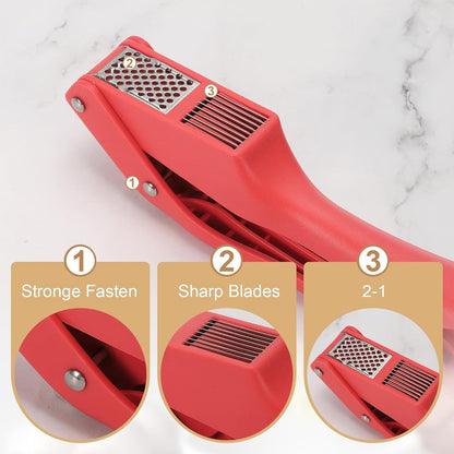 Garlic Press, 7.5 Inch Stainless Steel Garlic Slicer Crusher Tool Kitchen Utensil for Home Cooks and Professional Chefs, Green
