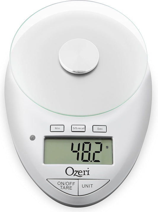 Pro II Digital Kitchen Scale with Removable Glass Platform and Countdown Kitchen Timer (1 g to 12 lbs Capacity)