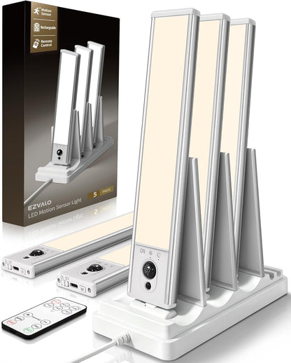 Under Cabinet Lighting with Charging Station, 2400mAh Motion Sensor Light, LED Coutner Lights Wireless, 3000K Dimmable, Timer, Magnetic, with Remote Control for Kitchen, Closet, Stair