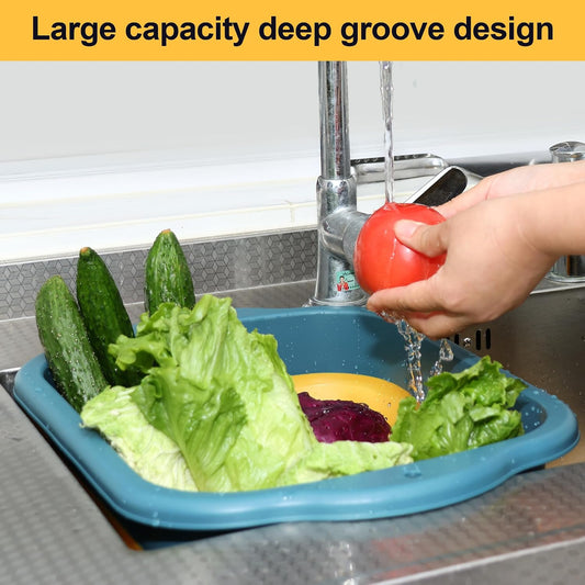 Collapsible Dish Basin Colander for Kitchen,Portable Bucket Camping Sink 2.9 Gallon (11L) (Blue)