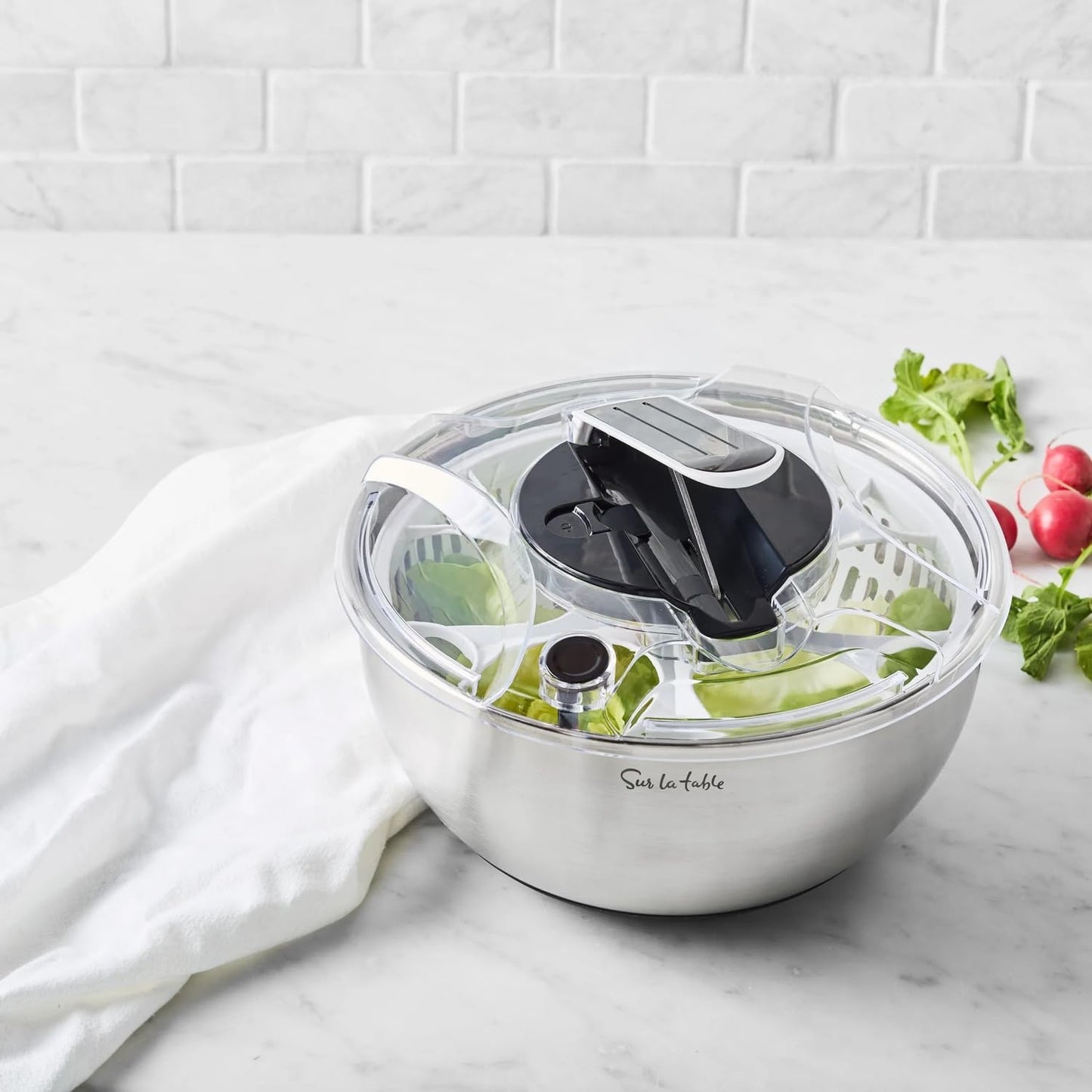 Stainless Steel Salad Spinner, Silver