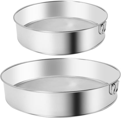 2 Pcs Round Flour Sieve Stainless Steel Round Flour Sifter 8 Inch and 6 Inch 60 Mesh Fine Mesh Flouring Sieve for Baking Cake Bread