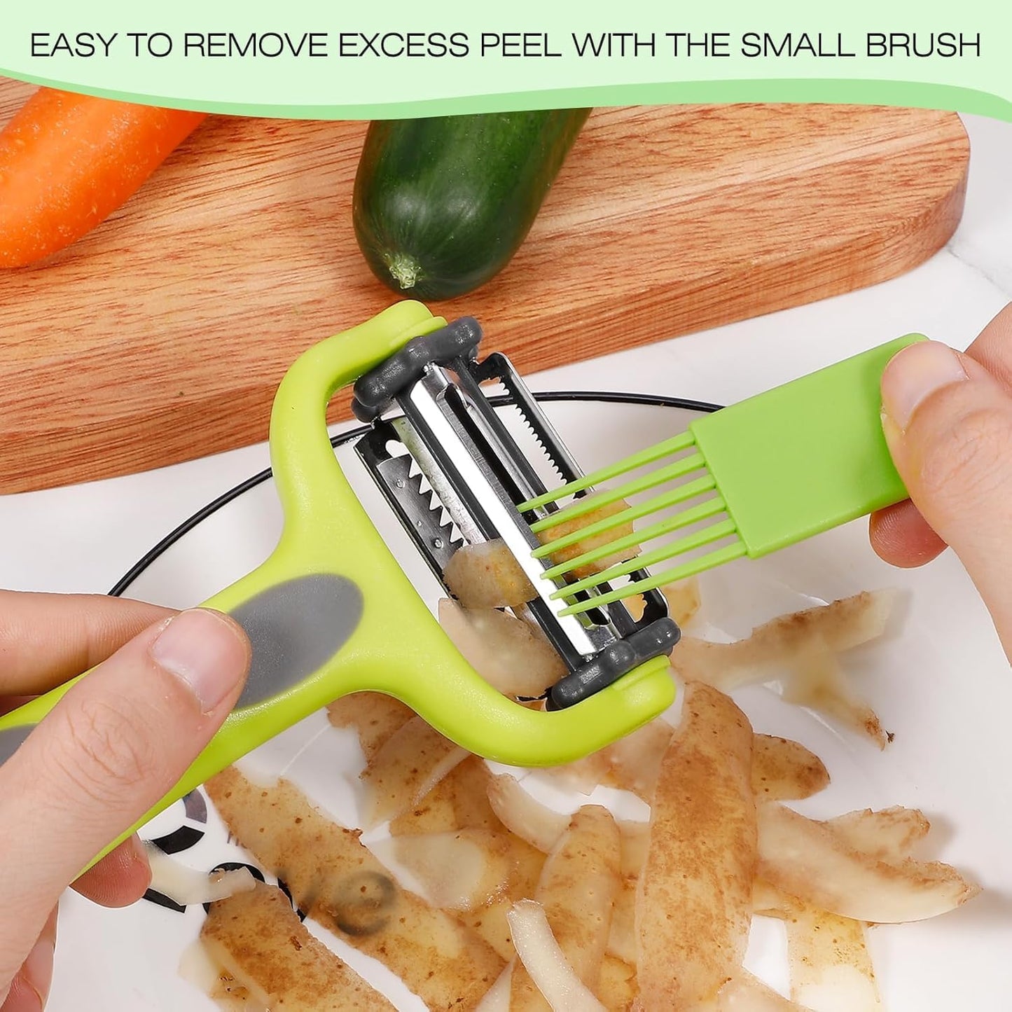 3-in-1 Vegetable & Fruit Peeler - Multifunctional Y Peeler with Rotatable Stainless Steel Blades: Serrated, Straight, & Julienne Blades - Perfect for Precision Peeling & Cutting
