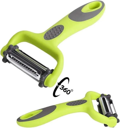 3-in-1 Vegetable & Fruit Peeler - Multifunctional Y Peeler with Rotatable Stainless Steel Blades: Serrated, Straight, & Julienne Blades - Perfect for Precision Peeling & Cutting