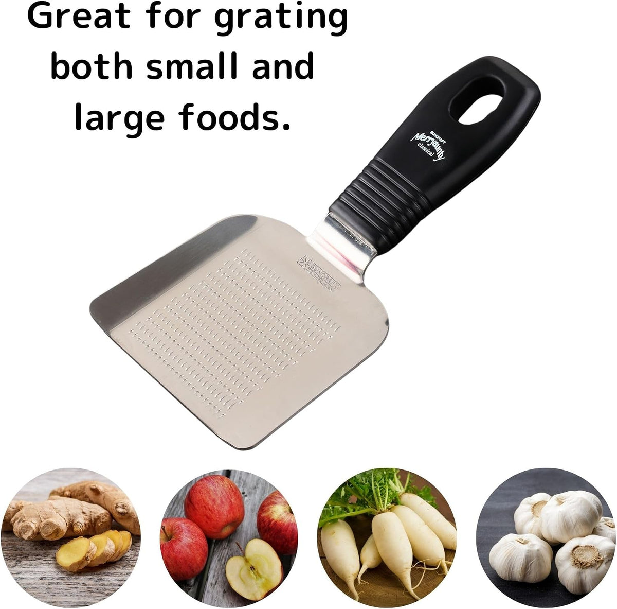 Japanese Grater with Handle for Wasabi Radish Garlic Ginger Stainless Steel