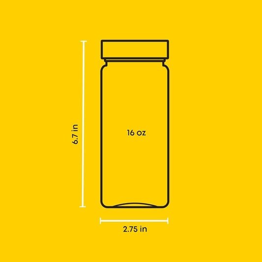 Glass Juice Bottles, 16 oz Glass Bottles with Caps. Set of 8 Juice Containers with Lids for Fridge, and Labels for Juice Jars. Glasses for Juice, Cold Brew Bottles, Smoothie Jars