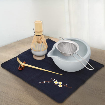 9Pcs Japanese Matcha Tea Set, Matcha Bowl with Pouring Spout, Matcha Whisk, Ceramic Whisk Holder, Tea Scoop, Matcha Powder Caddy, Traditional Handmade Matcha Ceremony Gift Box Kit