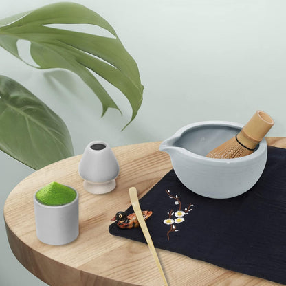 9Pcs Japanese Matcha Tea Set, Matcha Bowl with Pouring Spout, Matcha Whisk, Ceramic Whisk Holder, Tea Scoop, Matcha Powder Caddy, Traditional Handmade Matcha Ceremony Gift Box Kit