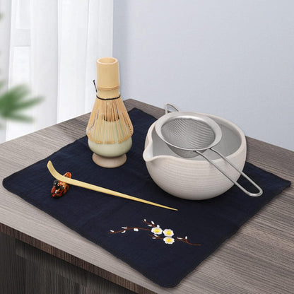 9Pcs Japanese Matcha Tea Set, Matcha Bowl with Pouring Spout, Matcha Whisk, Ceramic Whisk Holder, Tea Scoop, Matcha Powder Caddy, Traditional Handmade Matcha Ceremony Gift Box Kit