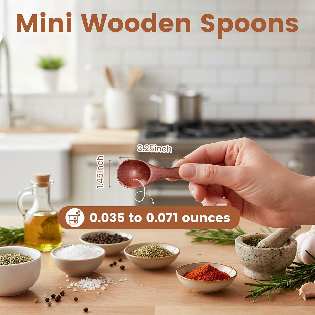 24PCS Mini Wooden Spoons, 3 Inches Small Bath Salt Spoon Wooden Little Teaspoons for Sugar Scrub Jars Spice Condiments Jam