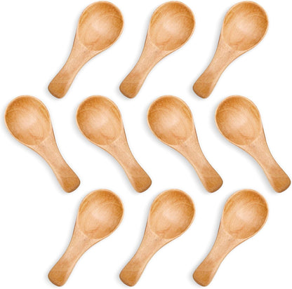 24PCS Mini Wooden Spoons, 3 Inches Small Bath Salt Spoon Wooden Little Teaspoons for Sugar Scrub Jars Spice Condiments Jam