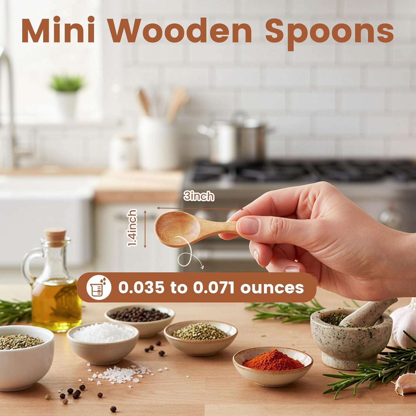 24PCS Mini Wooden Spoons, 3 Inches Small Bath Salt Spoon Wooden Little Teaspoons for Sugar Scrub Jars Spice Condiments Jam