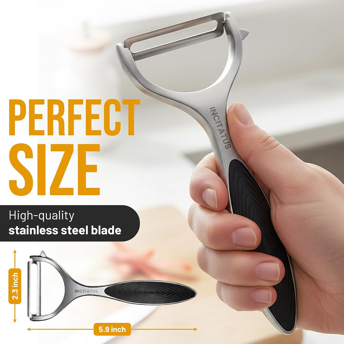 Vegetable Peeler – Ultra Sharp Stainless Steel Potato & Fruit Peeler, Ergonomic Non-Slip Handle, Swivel Blade for Potatoes, Carrots, Cucumbers & Apples, Kitchen Peeling Tool