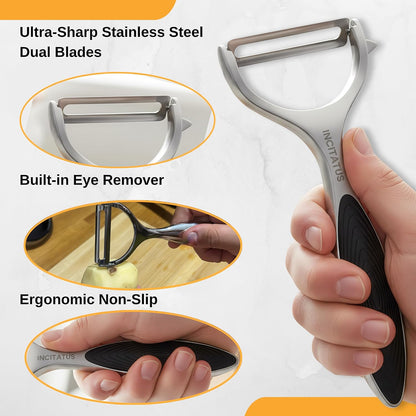 Vegetable Peeler – Ultra Sharp Stainless Steel Potato & Fruit Peeler, Ergonomic Non-Slip Handle, Swivel Blade for Potatoes, Carrots, Cucumbers & Apples, Kitchen Peeling Tool