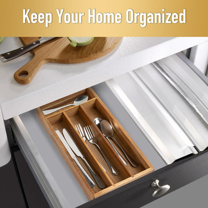 Silverware Organizer Small Bamboo Kitchen Drawer Organizer Utensil Organizer Silverware Holder Cutlery Organizer in drawer Flatware Organizer Tray (Black 4 Slots)