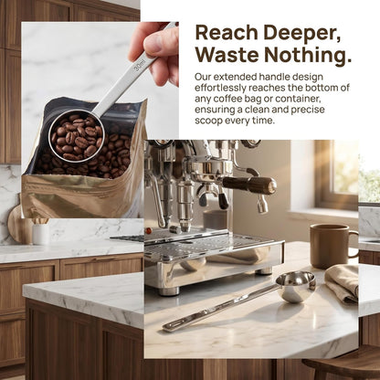2 Pack Coffee Scoop, 304 Food Grade Stainless Steel Long Handle Measuring Tablespoons, 1Tbsp 15ml & 2Tbsp 30ml for Ground Coffee Bean Tea Sugar Baking Powder