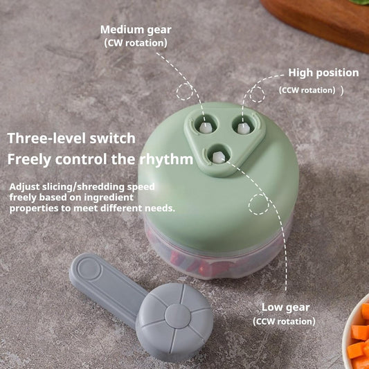 3-Speed Manual Food Chopper-Hand Crank Vegetable Chopper & Garlic Mincer for Effortless Dicing of Onions, Nuts, and Salsa - Compact Kitchen Gadget (100ML)