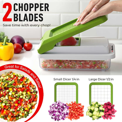 Vegetable Chopper Mandoline Slicer, Food, Cook's Tool, Veggie Chopper Onion Vegetable Cutter with Container, Dicer, Kitchen Gadgets & Essentials, White Sand/Grey