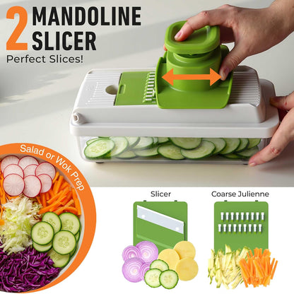 Vegetable Chopper Mandoline Slicer, Food, Cook's Tool, Veggie Chopper Onion Vegetable Cutter with Container, Dicer, Kitchen Gadgets & Essentials, White Sand/Grey
