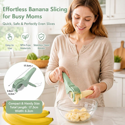 Banana Slicer Cutter, Quick & Safe, Multi-Use for Fruits, Dishwasher Safe
