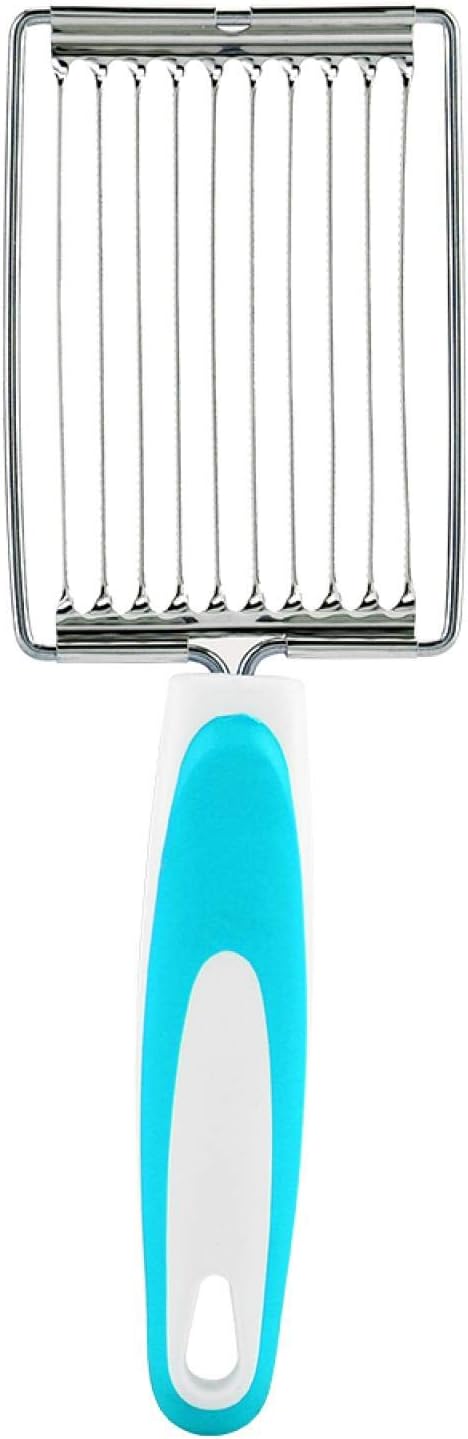 Luncheon Meat Cutter, Stainless Steel Luncheon Meat Cutter Tomato Slicer Fruits Cutter Luncheon Meat Slicer with Handle Cheese Boiled Egg Ham Tomato Serrated Slicing Knife (Blue)