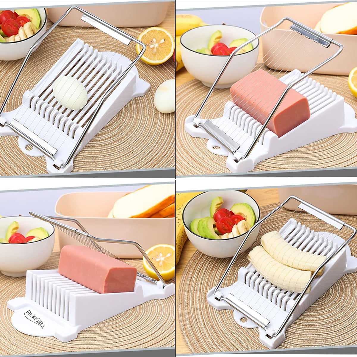 Spam Slicer, Easy Luncheon Meat Cutter with Stainless Wires, Multi-purpose Soft Food Cutter for Luncheon Meat, Fruit of Kitchen Home Use, Durable and Rust Resistant Food Prep Accessory,White