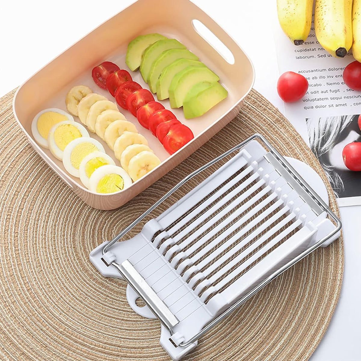 Spam Slicer, Easy Luncheon Meat Cutter with Stainless Wires, Multi-purpose Soft Food Cutter for Luncheon Meat, Fruit of Kitchen Home Use, Durable and Rust Resistant Food Prep Accessory,White