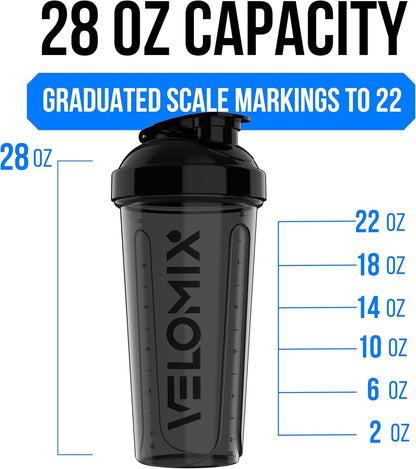2 Pack- 28 oz Protein Shaker Bottles for Protein Mixes - 2x Wire Whisk | Leak Proof Shaker Cups for Protein Shakes | Protein Shaker Bottle Pack (Black/Transparent)