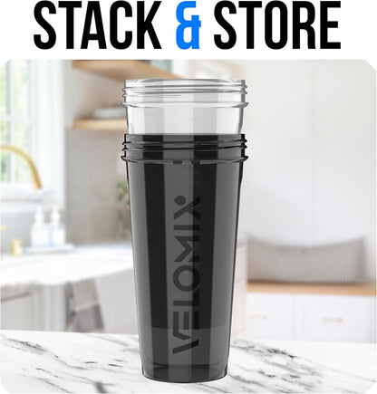 2 Pack- 28 oz Protein Shaker Bottles for Protein Mixes - 2x Wire Whisk | Leak Proof Shaker Cups for Protein Shakes | Protein Shaker Bottle Pack (Black/Transparent)