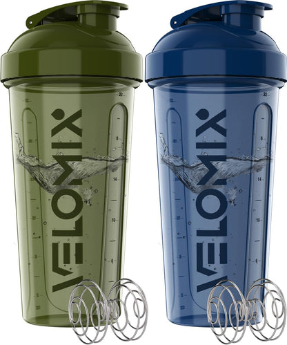 2 Pack- 28 oz Protein Shaker Bottles for Protein Mixes - 2x Wire Whisk | Leak Proof Shaker Cups for Protein Shakes | Protein Shaker Bottle Pack (Black/Transparent)