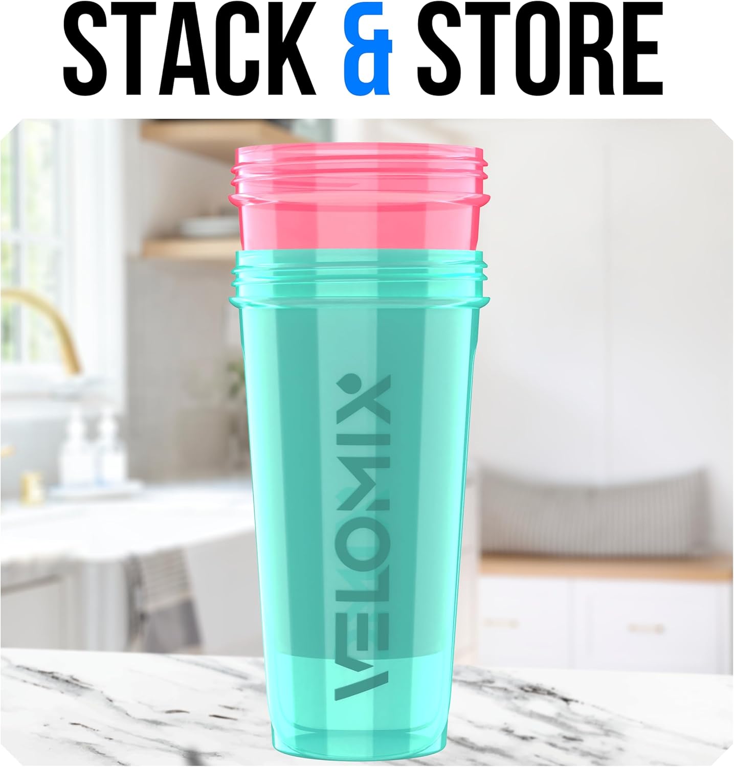 2 Pack- 28 oz Protein Shaker Bottles for Protein Mixes - 2x Wire Whisk | Leak Proof Shaker Cups for Protein Shakes | Protein Shaker Bottle Pack (Black/Transparent)