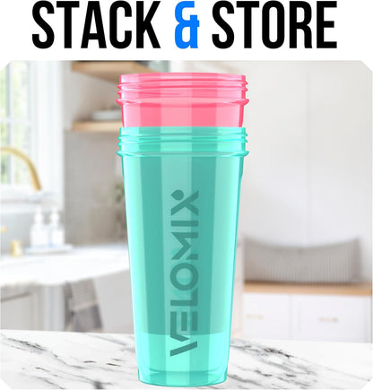 2 Pack- 28 oz Protein Shaker Bottles for Protein Mixes - 2x Wire Whisk | Leak Proof Shaker Cups for Protein Shakes | Protein Shaker Bottle Pack (Black/Transparent)