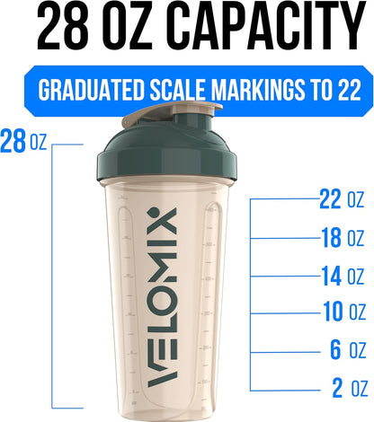 2 Pack- 28 oz Protein Shaker Bottles for Protein Mixes - 2x Wire Whisk | Leak Proof Shaker Cups for Protein Shakes | Protein Shaker Bottle Pack (Black/Transparent)